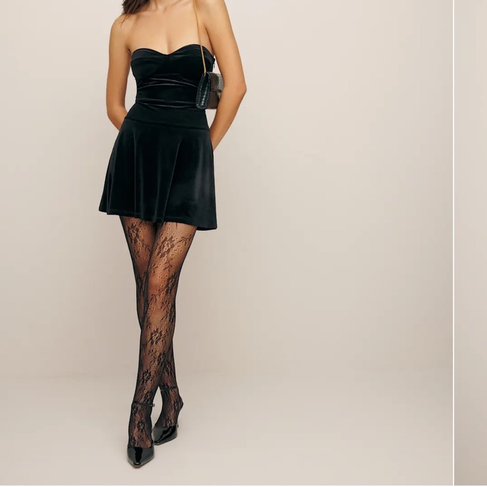 Reformation Black Mini Dress, velvet, Giovani Knit Dress
